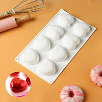 Форма силиконовая для муссовых десертов и выпечки KONFINETTA «Сердца», 30×17,5×3 см, 8 ячеек, ячейка 6,2×6 см,