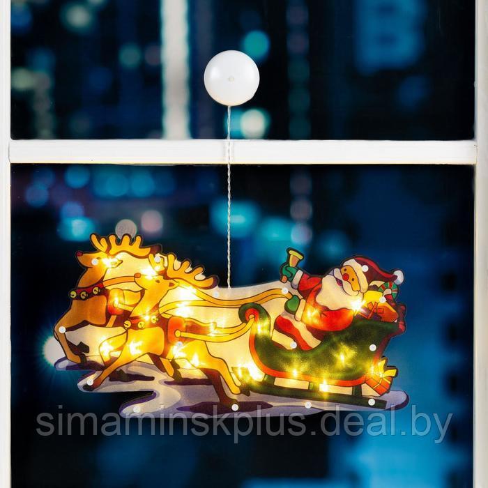 Светодиодная фигура на присоске «Дед Мороз в санях» 44 × 25 см, пластик, батарейки АААх3 (не в комплекте), - фото 1 - id-p223801878