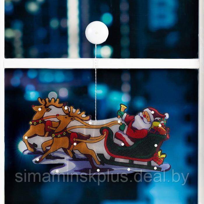 Светодиодная фигура на присоске «Дед Мороз в санях» 44 × 25 см, пластик, батарейки АААх3 (не в комплекте), - фото 2 - id-p223801878