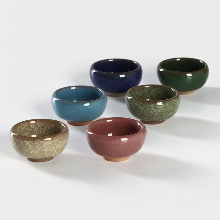 Набор пиал керамических «Лунный камень», 6 предметов: 50 мл, цвет МИКС - фото 1 - id-p223802110