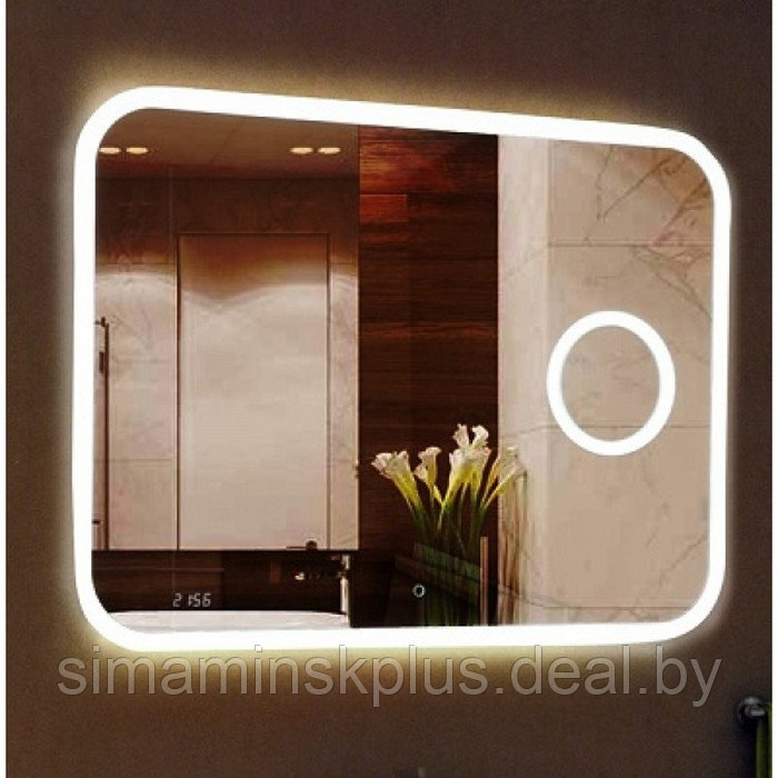 Зеркало Bliss LED 1200х800 с увеличительным зеркалом, часами ЗЛП463 - фото 1 - id-p223802450