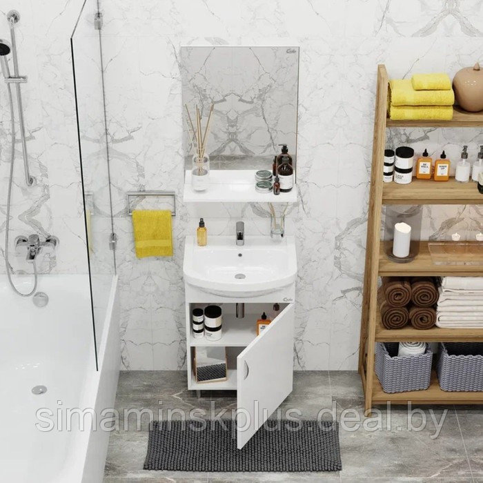 Комплект мебели для ванной Onika "ЭКО 52": Тумба для ванной + раковина + шкаф-зеркало - фото 2 - id-p223802451