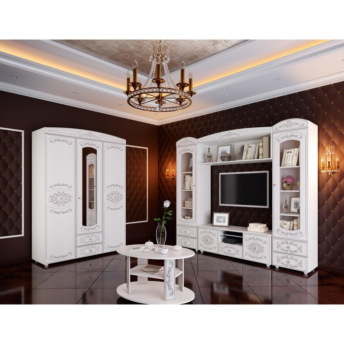 Шкаф-пенал со стеклом «Каролина», 502×584×2190 мм, патина, цвет вудлайн кремовый - фото 3 - id-p223802679