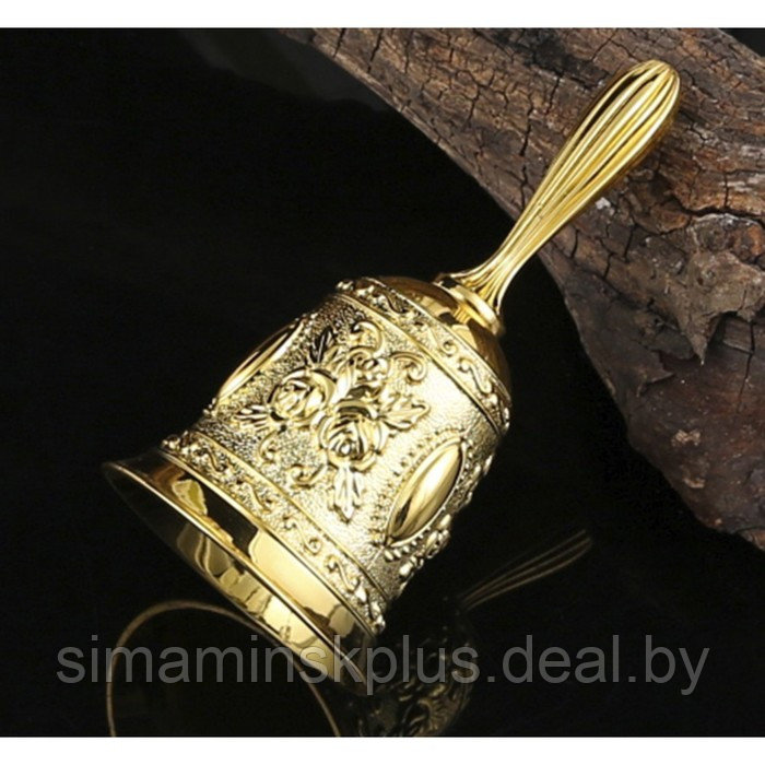 Колокольчик металлический с гравюрой, 11.3 х 5.4 см, золото - фото 1 - id-p223802572