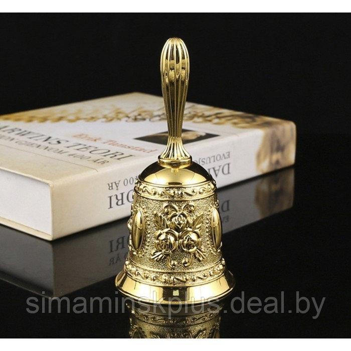 Колокольчик металлический с гравюрой, 11.3 х 5.4 см, золото - фото 3 - id-p223802572