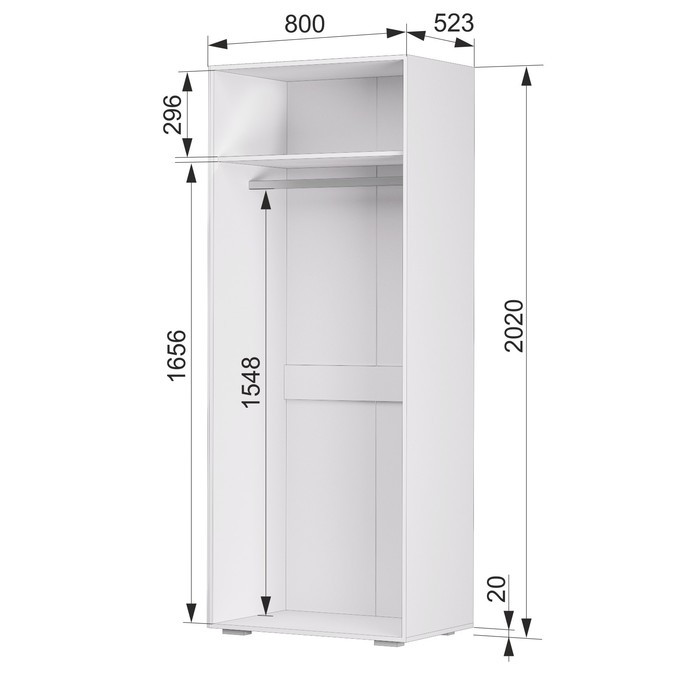 Шкаф 2-створчатый «Акцент №22», 800 × 523 × 2020 мм, цвет белый / цемент светлый - фото 3 - id-p223802694