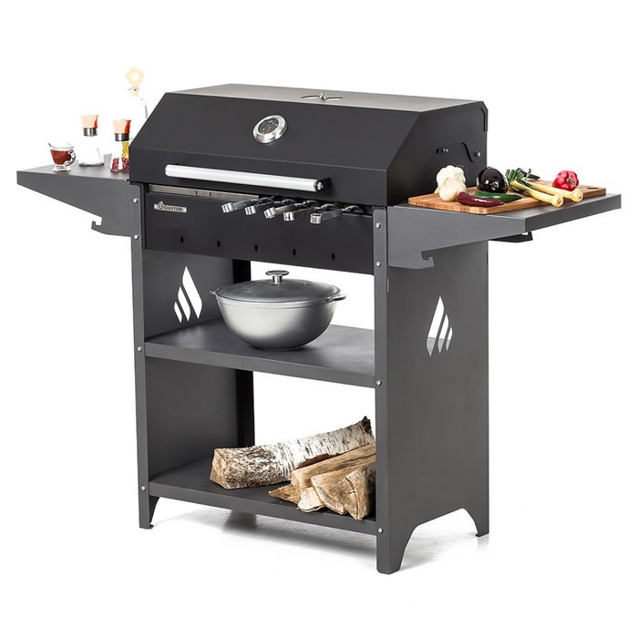 Мангал "Family Standart BBQ FSB2000" 133,2 х 44,1 х 96,6 см, 2 мм, крышка, боковые полки - фото 3 - id-p223802960