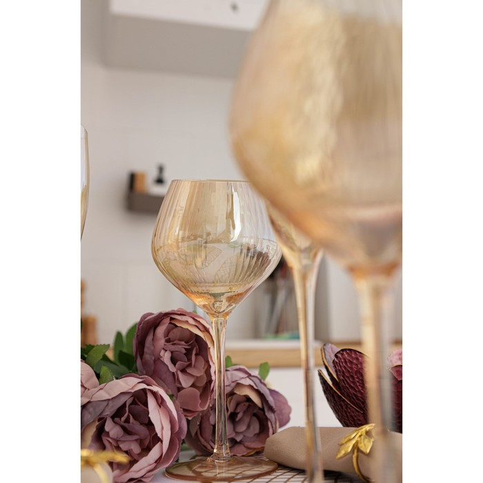 Набор бокалов стеклянных для вина Magistro «Иллюзия», 550 мл, 10×24 см, 2 шт, цвет бронзовый - фото 5 - id-p223803531