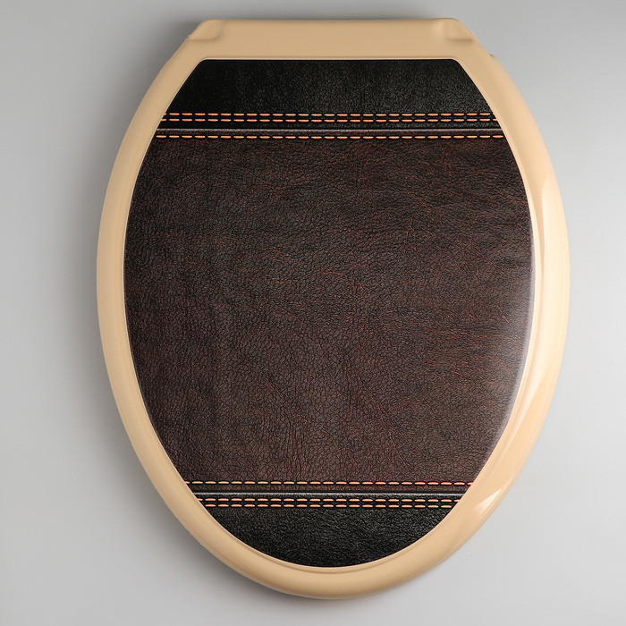 Сиденье для унитаза с крышкой «Декор. Кожа», 44,5×37,5 см, цвет коричневый - фото 1 - id-p223803471