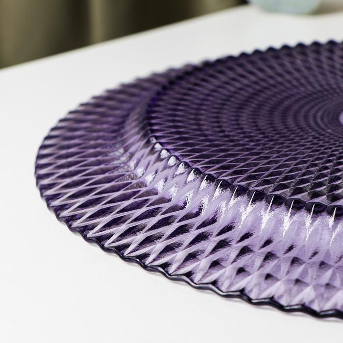 Тарелка стеклянная подстановочная Magistro «Вилеро», d=33 см, цвет фиолетовый - фото 3 - id-p223803843
