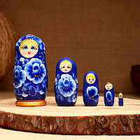 Матрёшка 5-кукольная "Влада синяя", 10-11 см