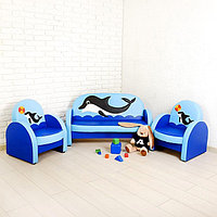 Комплект мягкой мебели «Агата», цвет сине-голубой, с дельфином