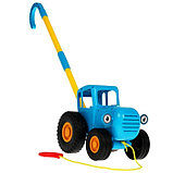 Каталка музыкальная «Синий трактор» с палкой, фото 3