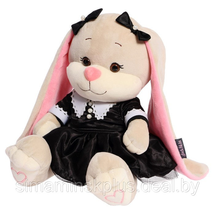 Мягкая игрушка "Зайка Лин в модном черном платье с белым воротничком", 25 см JL-04202318-25 - фото 2 - id-p223805280