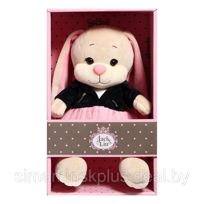 Мягкая игрушка "Зайка Лин в черной куртке и розовой юбке", 20 см JL-02202302-20 - фото 6 - id-p223805217