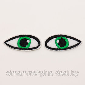 Набор термонаклеек «Глаза»: правый и левый, 1,4 × 3,5 см, овальный, цвет зелёный, 100 шт.