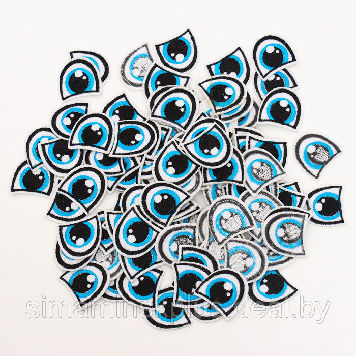 Набор термонаклеек «Глаза»: правый и левый, 3 × 3 см, овальный, цвет голубой, 100 шт. - фото 2 - id-p223805407