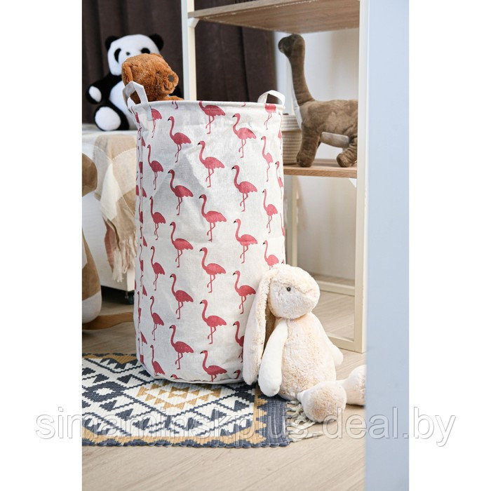 Корзина бельевая текстильная Доляна «Фламинго», 35×35×60 см - фото 5 - id-p223805428