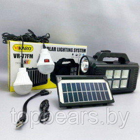 Многофункциональная кемпинговая осветительная зарядная станция Solar lighting system VR-77, 4000 мАч (USB - фото 1 - id-p223805547