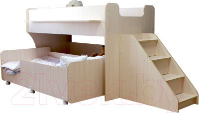 Двухъярусная кровать детская Капризун 12 Р444-2 с лестницей и ящиками - фото 2 - id-p223810434
