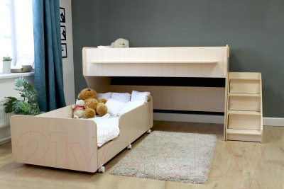 Двухъярусная кровать детская Капризун 12 Р444-2 с лестницей и ящиками - фото 8 - id-p223810434