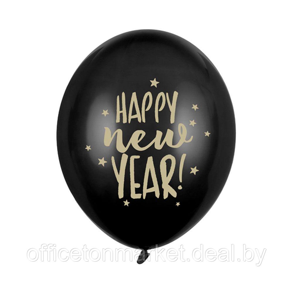 Шар воздушный "Happy New Year", 6 шт, черный - фото 1 - id-p223566365