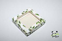 Коробка с прозрачным окном 200х200х50 Олива зеленая (белое дно)