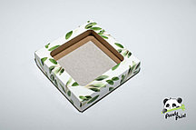 Коробка с прозрачным окном 200х200х50 Олива зеленая (крафт дно)