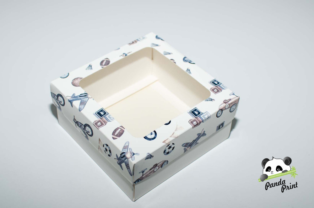 Коробка с прозрачным окном 200х200х80 Детские игрушки (белое дно) - фото 1 - id-p223390940