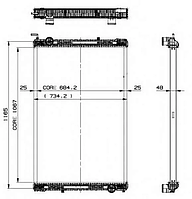 Радиатор системы охлаждения 1066x708x52 MB, Setra