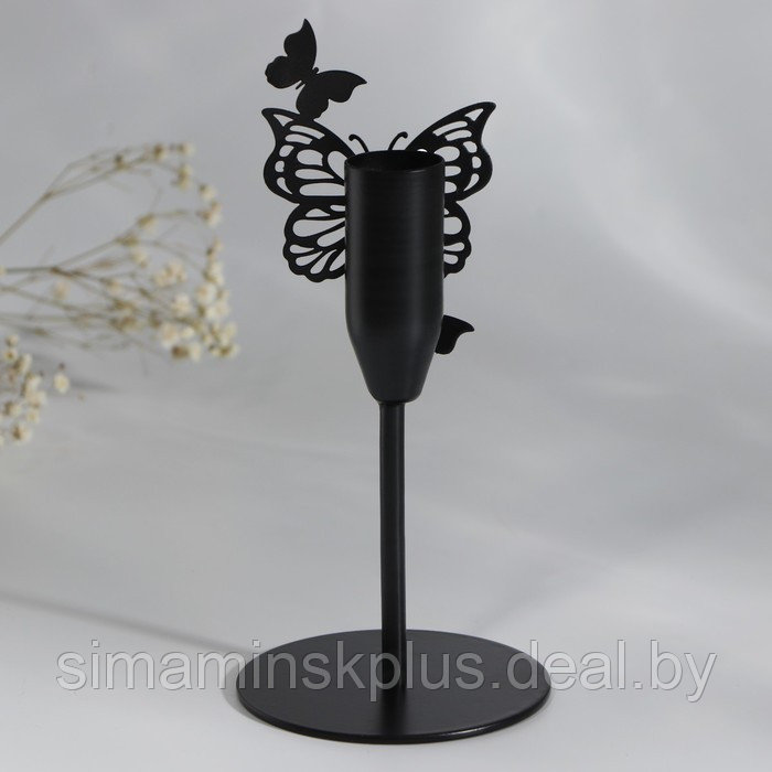 Подсвечник "Бабочки", черный, 7,4 х 15,3 см, диам. под свечу 2,2 см - фото 3 - id-p223835947