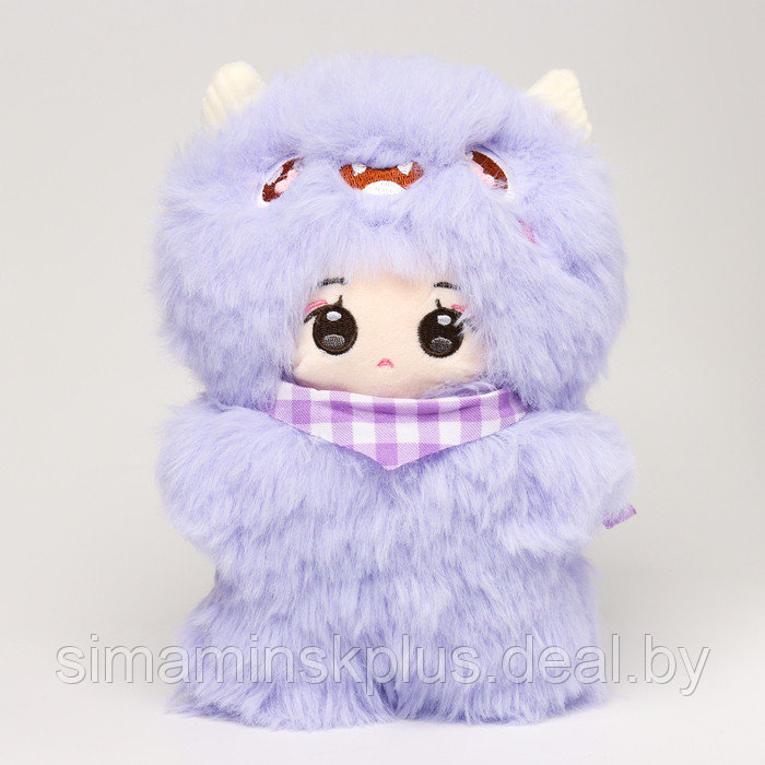 Мягкая игрушка "Кукла" в костюме монстрика, 22 см, цвет фиолетовый - фото 1 - id-p223836080