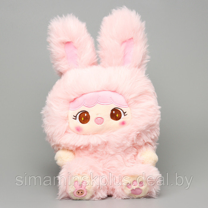 Мягкая игрушка "Кукла" в костюме зайки, 30 см, цвет розовый - фото 1 - id-p223836082