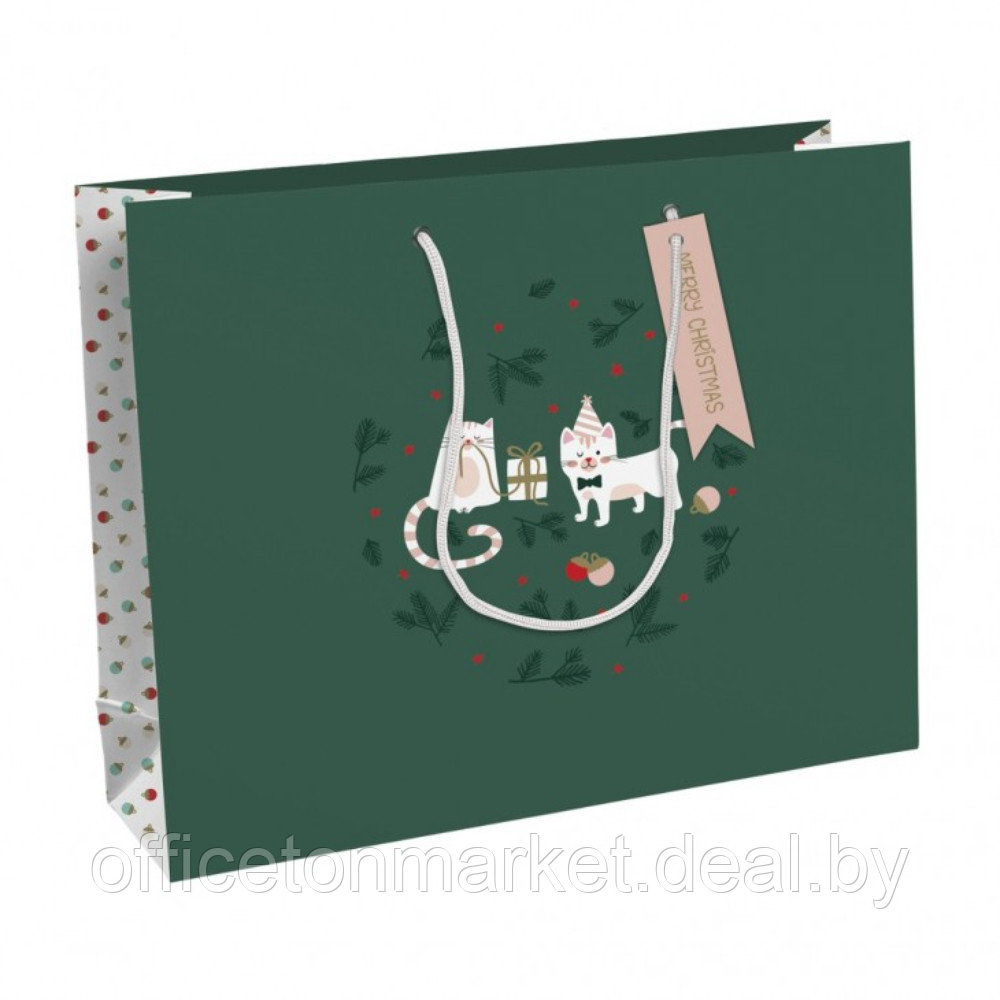 Пакет бумажный подарочный "Cat'Mas", 37.3x11.8x27.5 см, разноцветный - фото 1 - id-p223501095