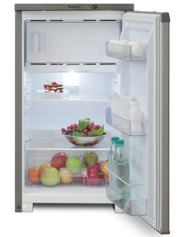 Маленький холодильник с морозильником небольшой однокамерный однодверный для дачи Бирюса M108 серебристый - фото 2 - id-p219441434