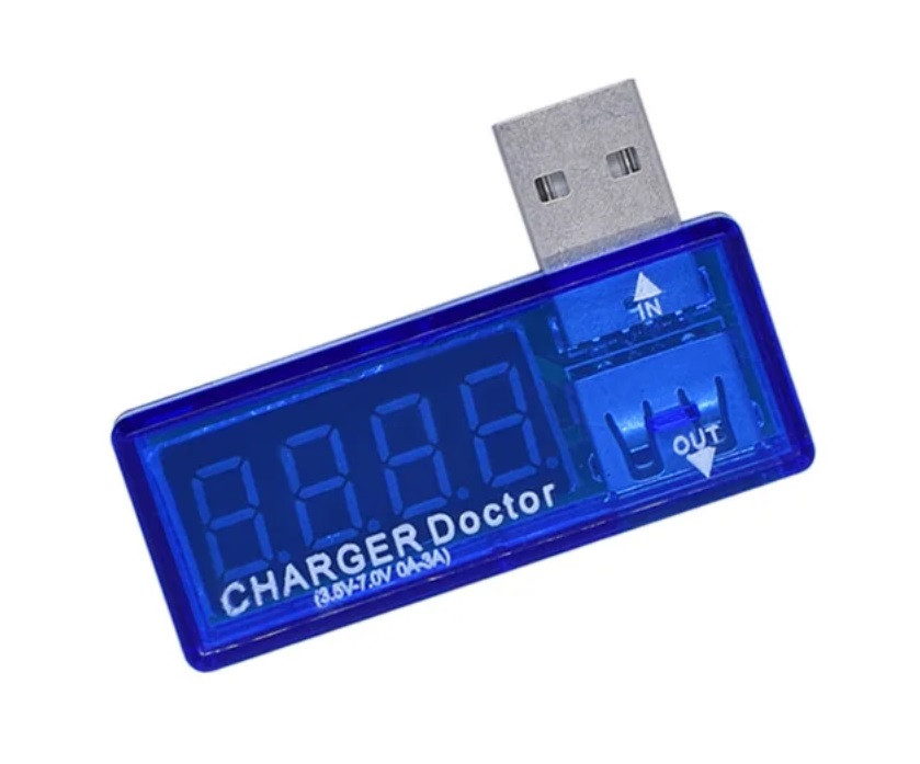 USB тестер напряжения и тока, 3-7V, 3,5A (прозрачный корпус) - фото 1 - id-p223846263