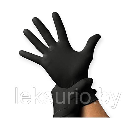 Перчатки нитриловые черные 100шт, фото 2