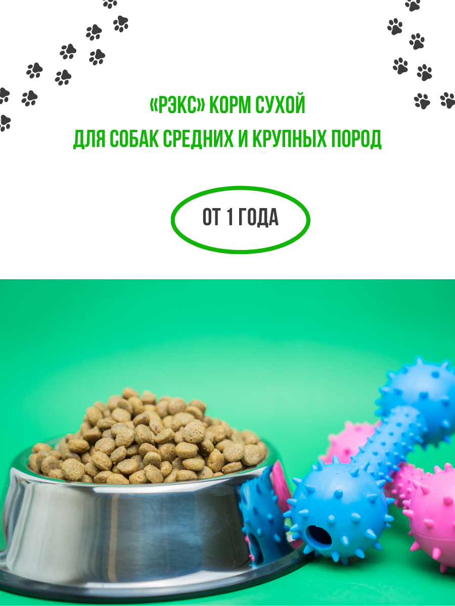 "Рэкс" Корм сухой для взрослых собак средних и крупных пород КСС-12 Б1 ЖБН-5 уп 20кг) - фото 5 - id-p223638584