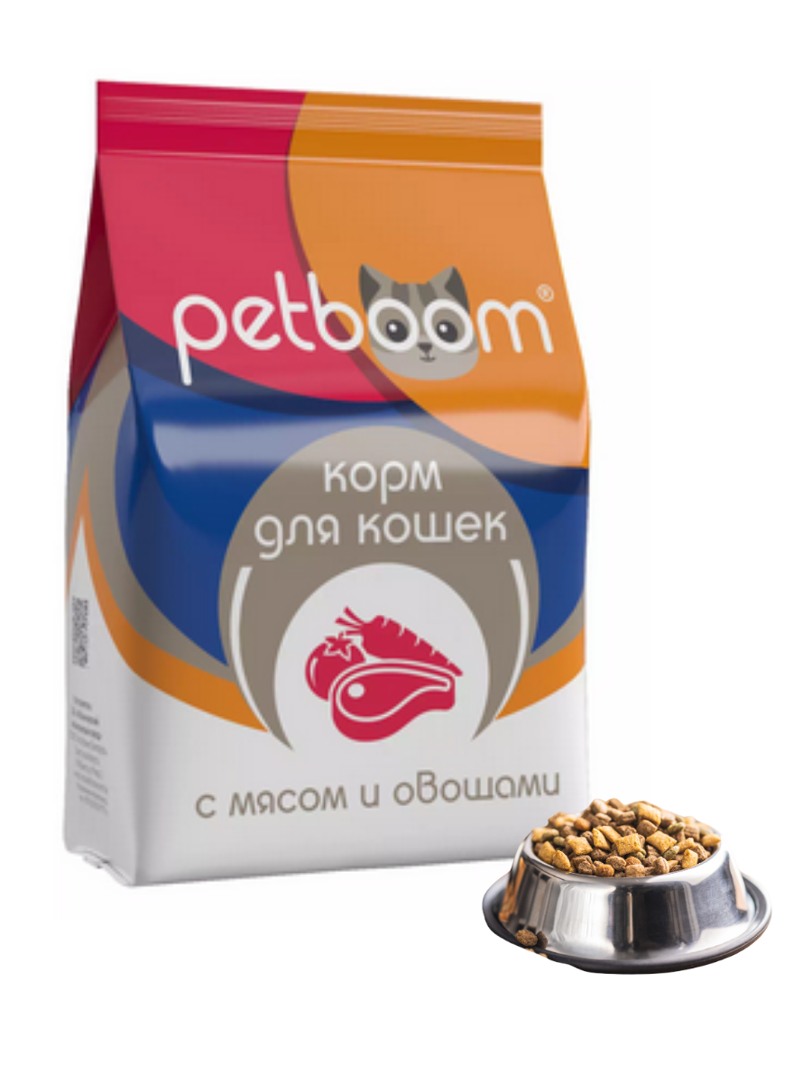 "PetBoom" Корм сухой для взрослых кошек с мясом и овощами КСК-3 Б4 жбн-153 (уп. 2 кг)