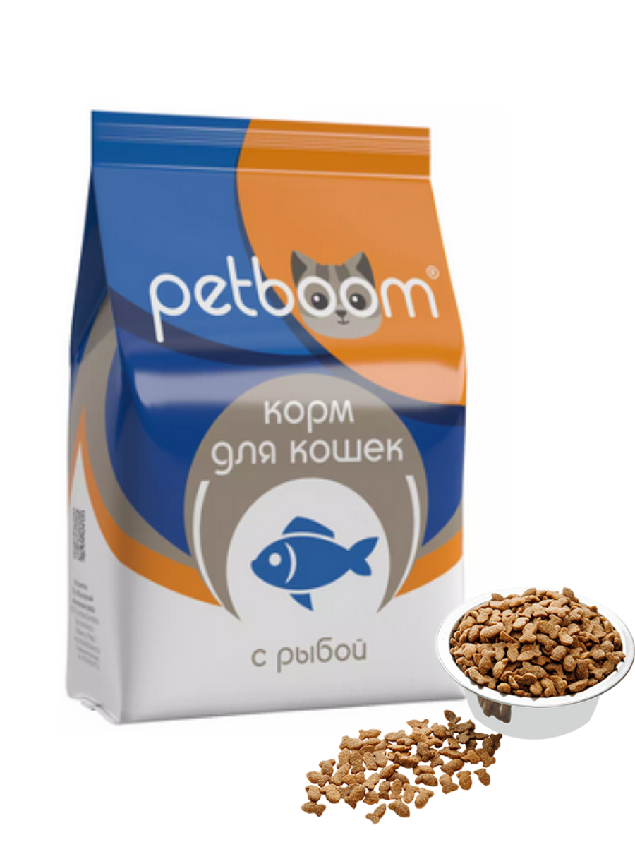 "PetBoom" Корм сухой для взрослых кошек с рыбой КСК-2 Б4 ЖБН-155(уп. 10 кг) - фото 1 - id-p223855439