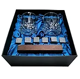 Подарочный набор для виски 2 стакана, подставка с камнями AmiroTrend ABW-310 blue, фото 2