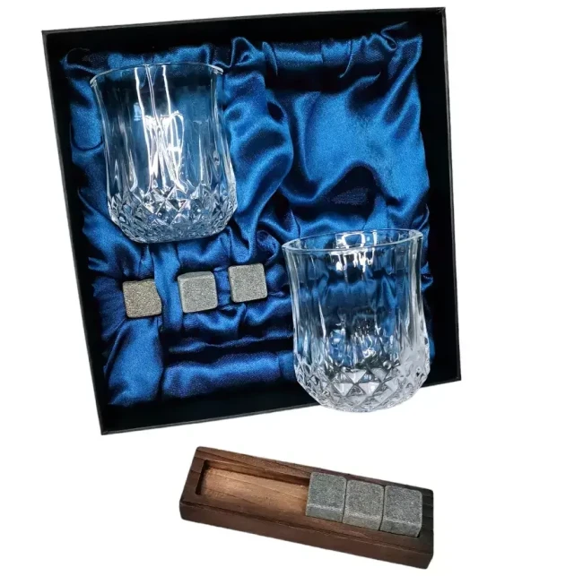 Подарочный набор для виски 2 стакана, подставка с камнями AmiroTrend ABW-310 blue - фото 3 - id-p223861917