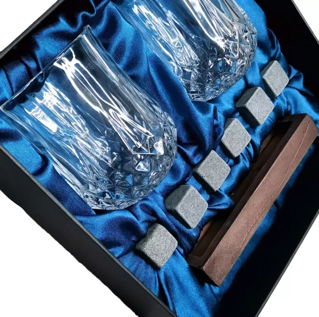 Подарочный набор для виски 2 стакана, подставка с камнями AmiroTrend ABW-310 blue - фото 4 - id-p223861917