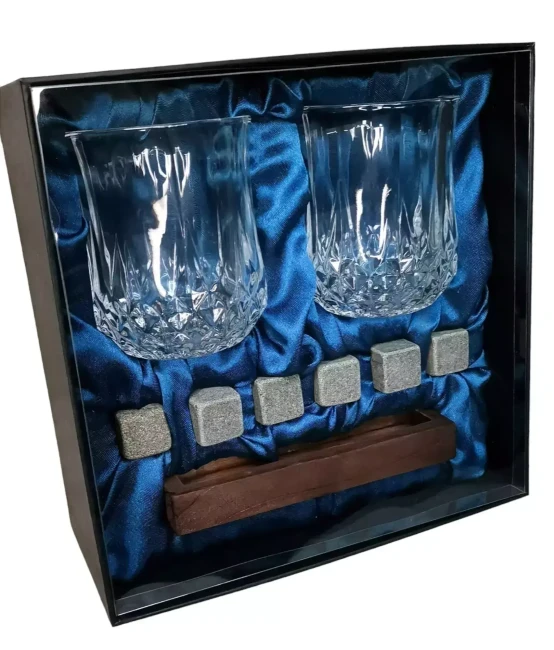 Подарочный набор для виски 2 стакана, подставка с камнями AmiroTrend ABW-310 blue - фото 6 - id-p223861917