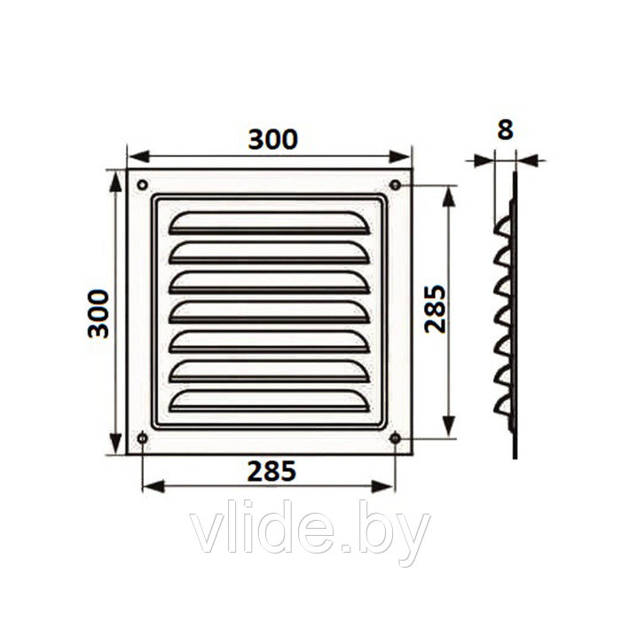 Решетка вентиляционная "КосмоВент" РМ3030, 300 х 300 мм, с сеткой, металлическая, белая - фото 4 - id-p202254394
