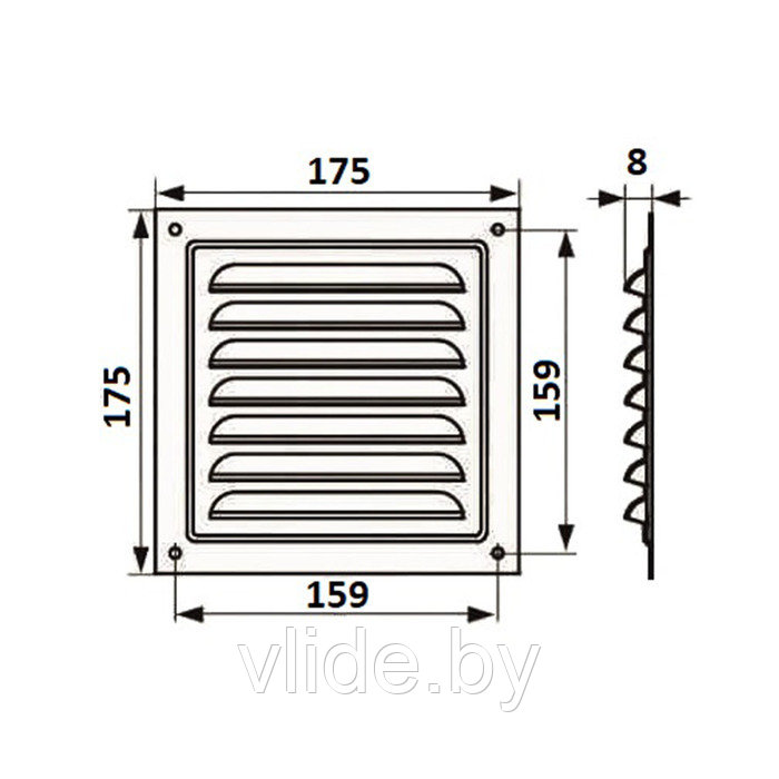 Решетка вентиляционная ZEIN Люкс РМ1717, 175 х 175 мм, с сеткой, металлическая, белая - фото 7 - id-p202254408