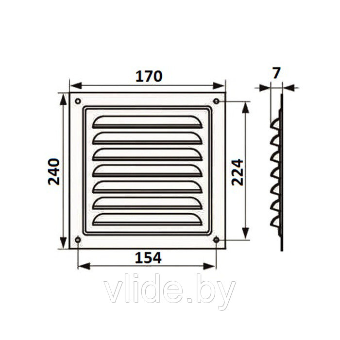 Решетка вентиляционная ZEIN Люкс РМ1724КР, 170 х 240 мм, с сеткой, металлическая, коричневая - фото 7 - id-p202254410