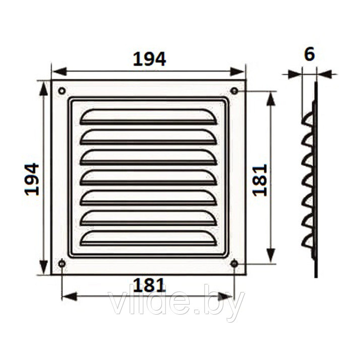Решетка вентиляционная ZEIN Люкс РМ1919З, 190 х 190 мм, с сеткой, металлическая, золотая - фото 7 - id-p205025605