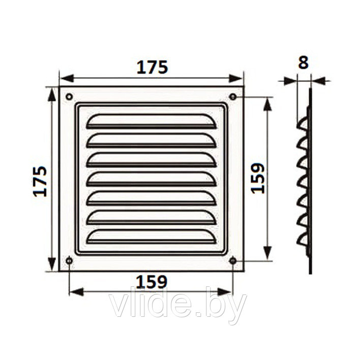 Решетка вентиляционная ZEIN Люкс РМ1717С, 175 х 175 мм, с сеткой, металлическая, серая - фото 7 - id-p205025606