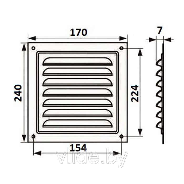 Решетка вентиляционная ZEIN Люкс РМ1724С, 170 х 240 мм, с сеткой, металлическая, серая - фото 7 - id-p205025609